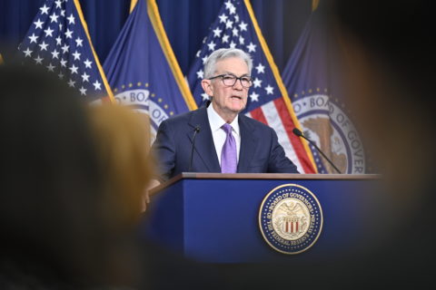 Chair Powell answers reporters' questions at the FOMC press conference on December 13, 2023.