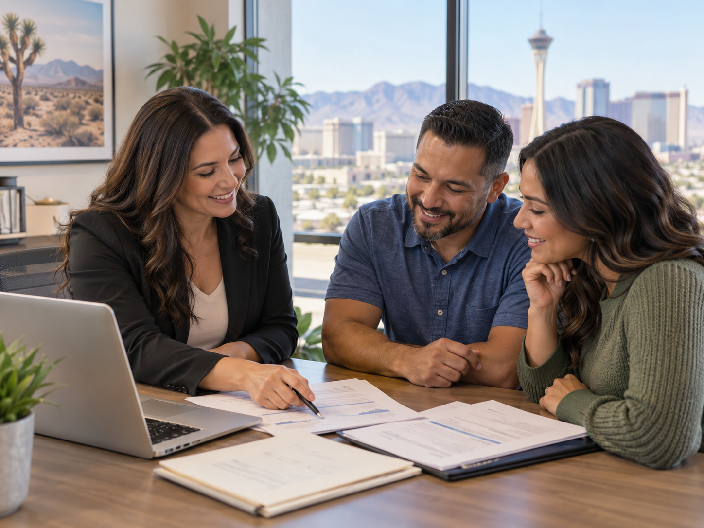 Nevada family reviewing bills and credit card debt while considering credit counseling and a Debt Management Program